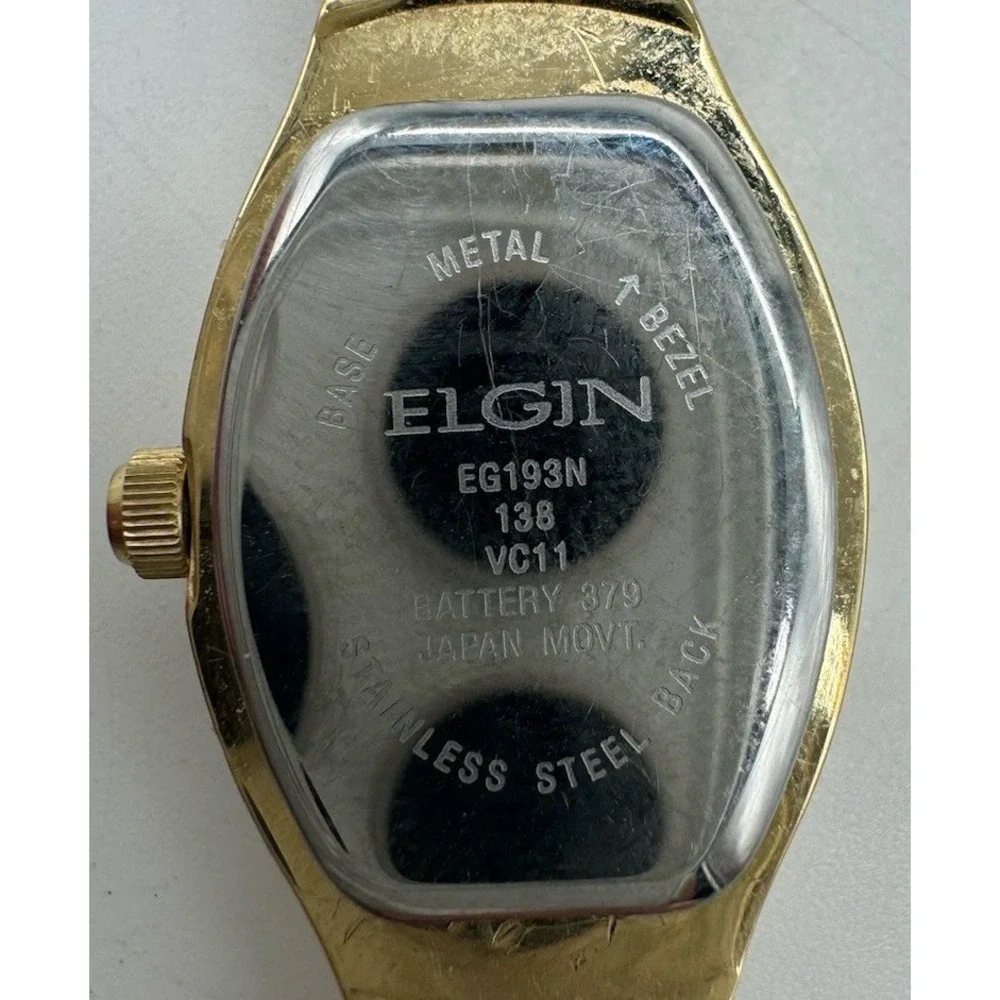 Elgin Womens Gold Tone Mother of Pearl Dial Crystal Watch EG193N VC11